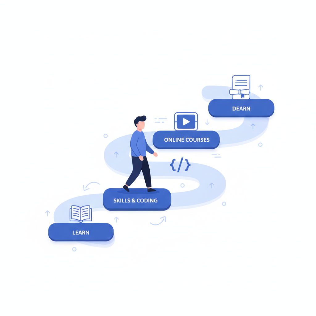 Student following a guided learning path with milestones
